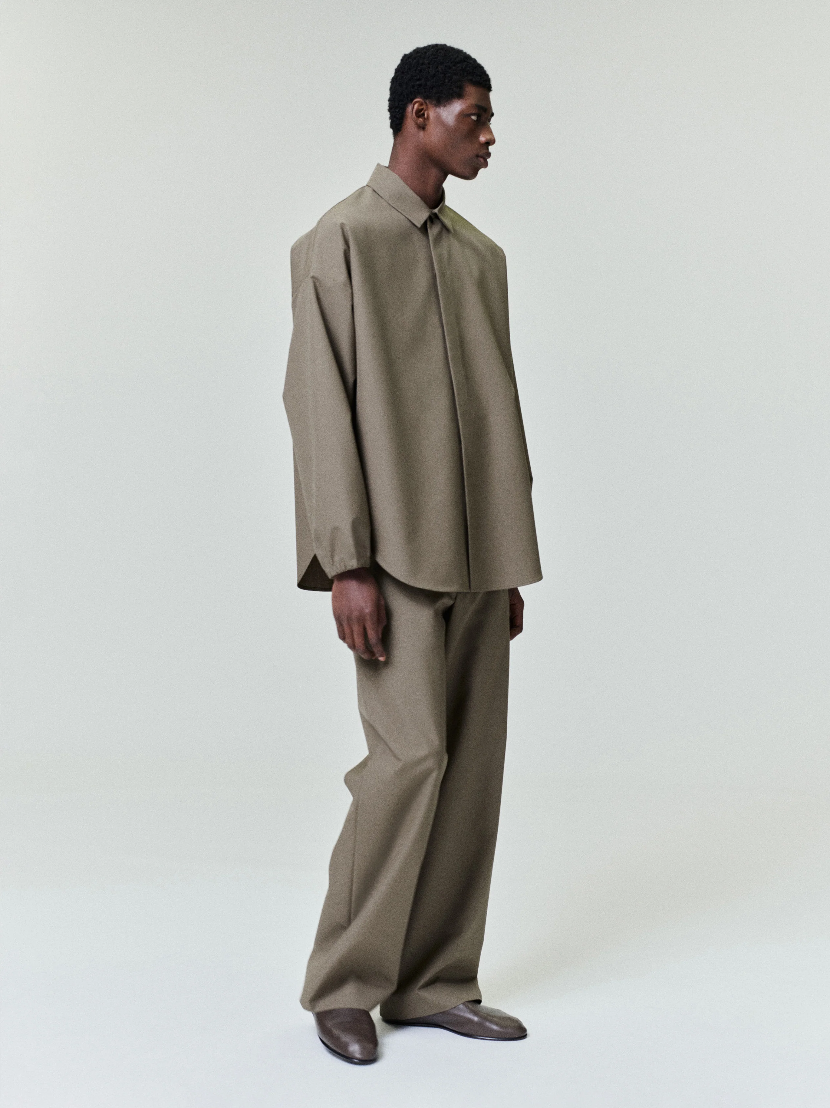 Wool Poplin Casual Flat Front Pants - Image 3