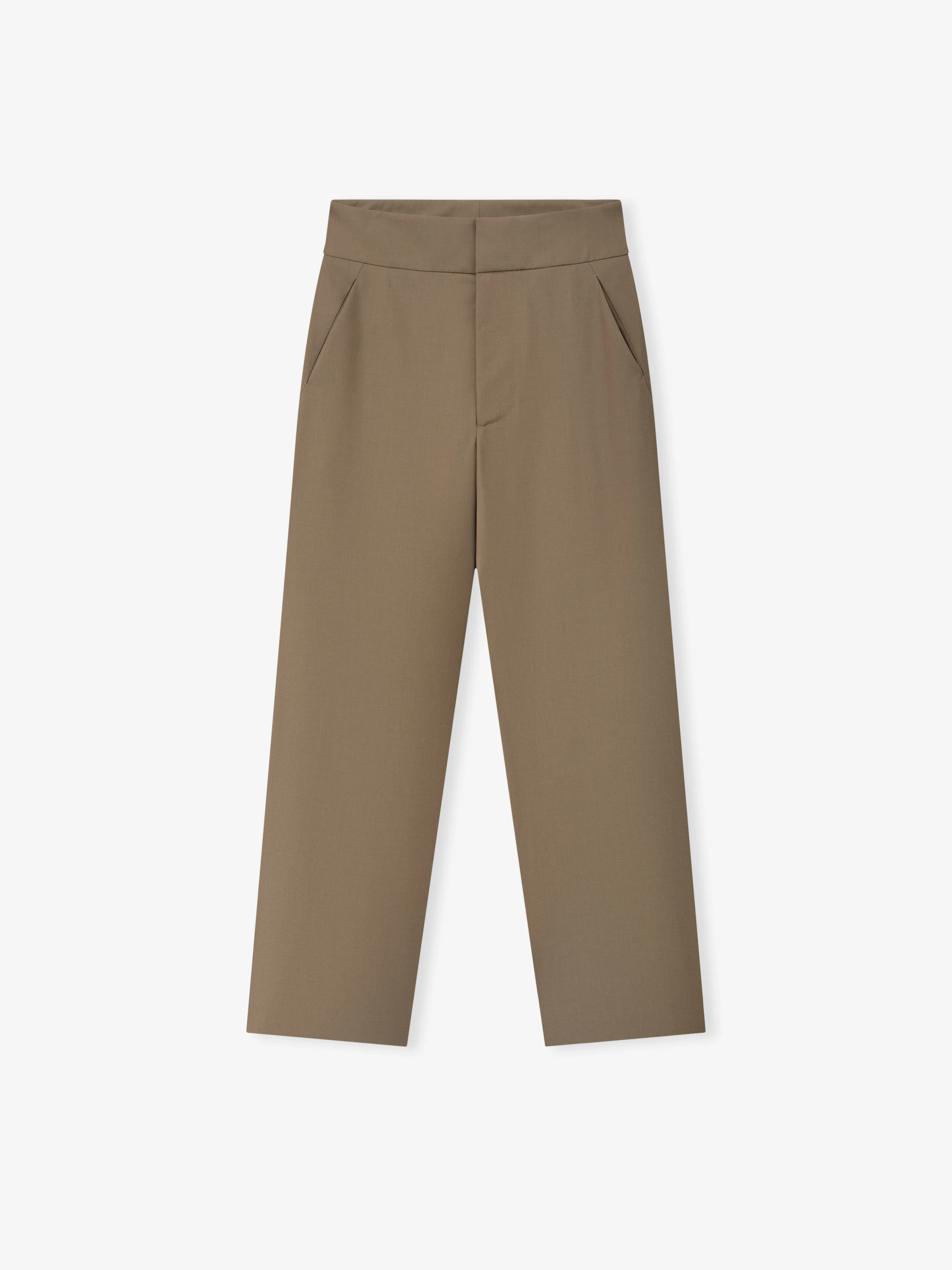 Wool Poplin Casual Flat Front Pants - Image 4