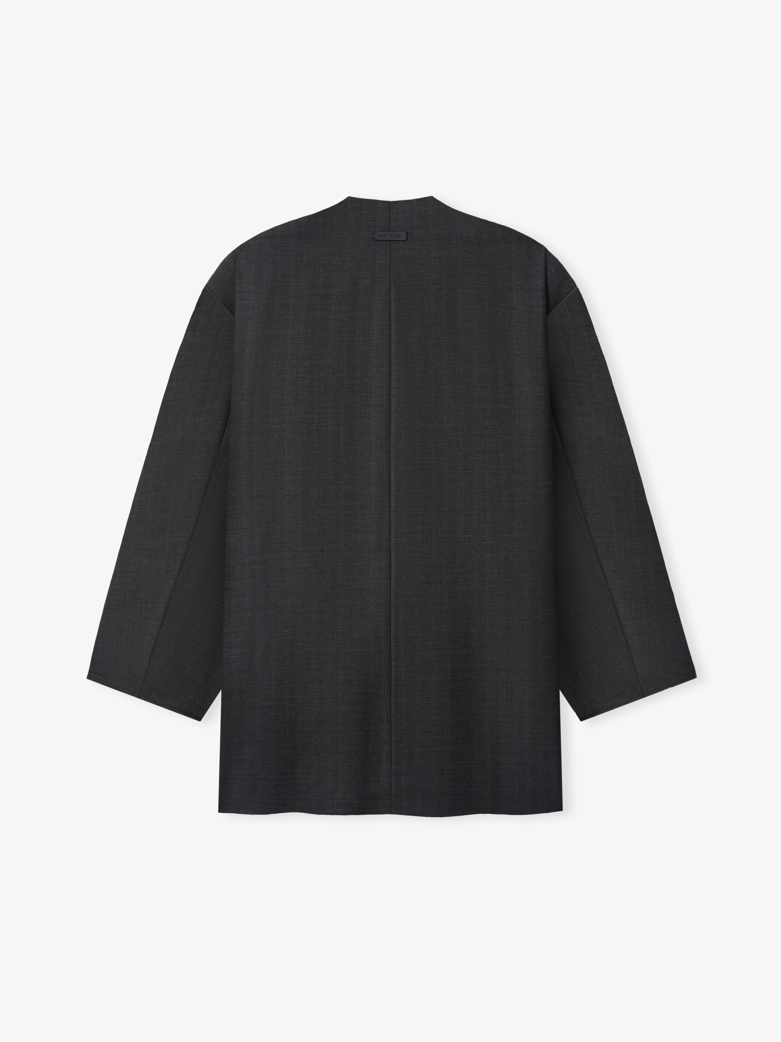 Grey Striped Wool Collarless Sport Jacket - Image 4