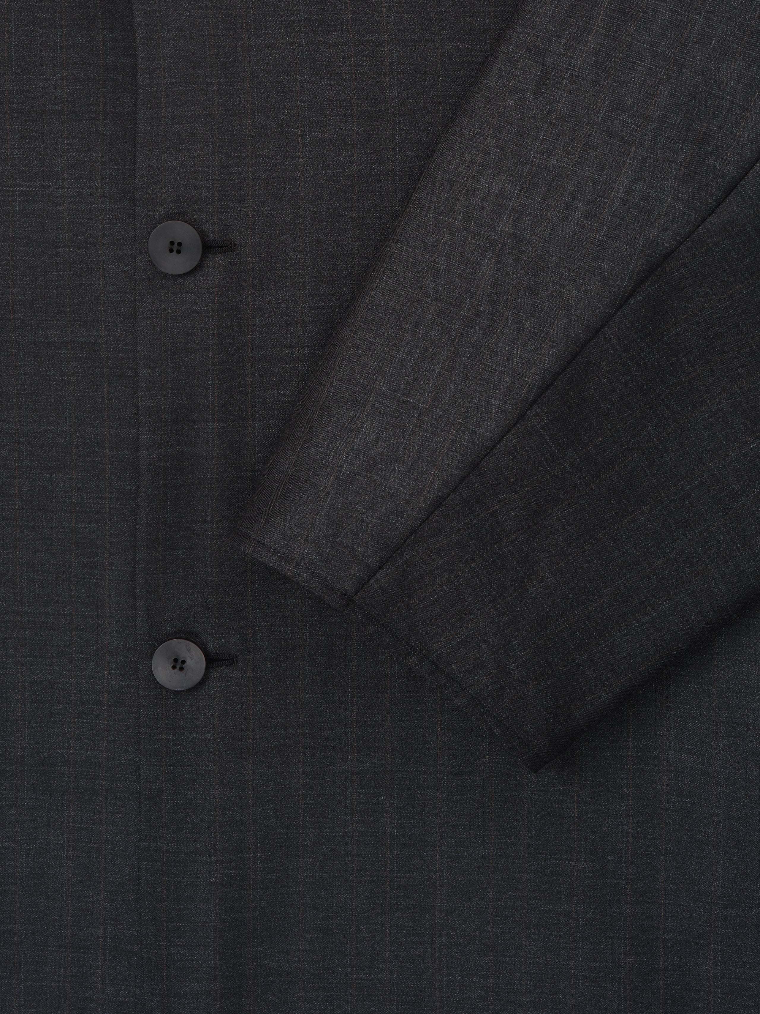 Grey Striped Wool Collarless Sport Jacket - Image 6