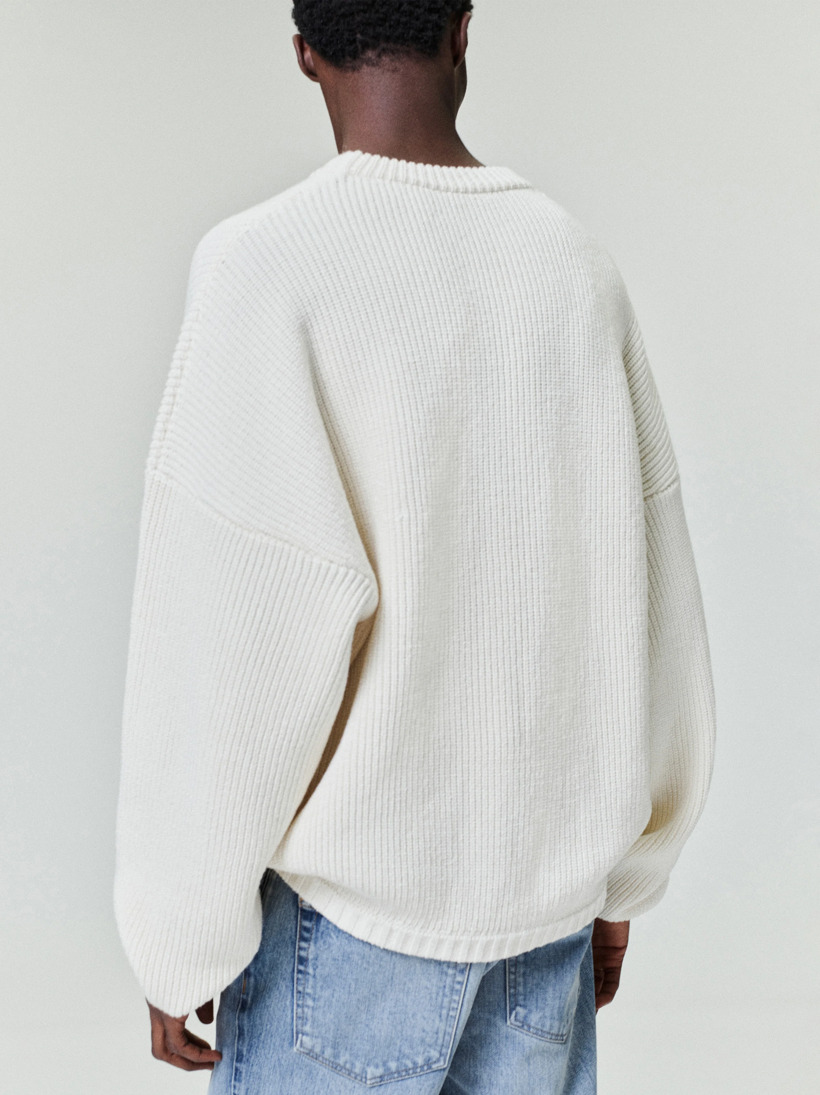 Double Knit Linen Wool Cotton Crewneck Sweater - Image 2