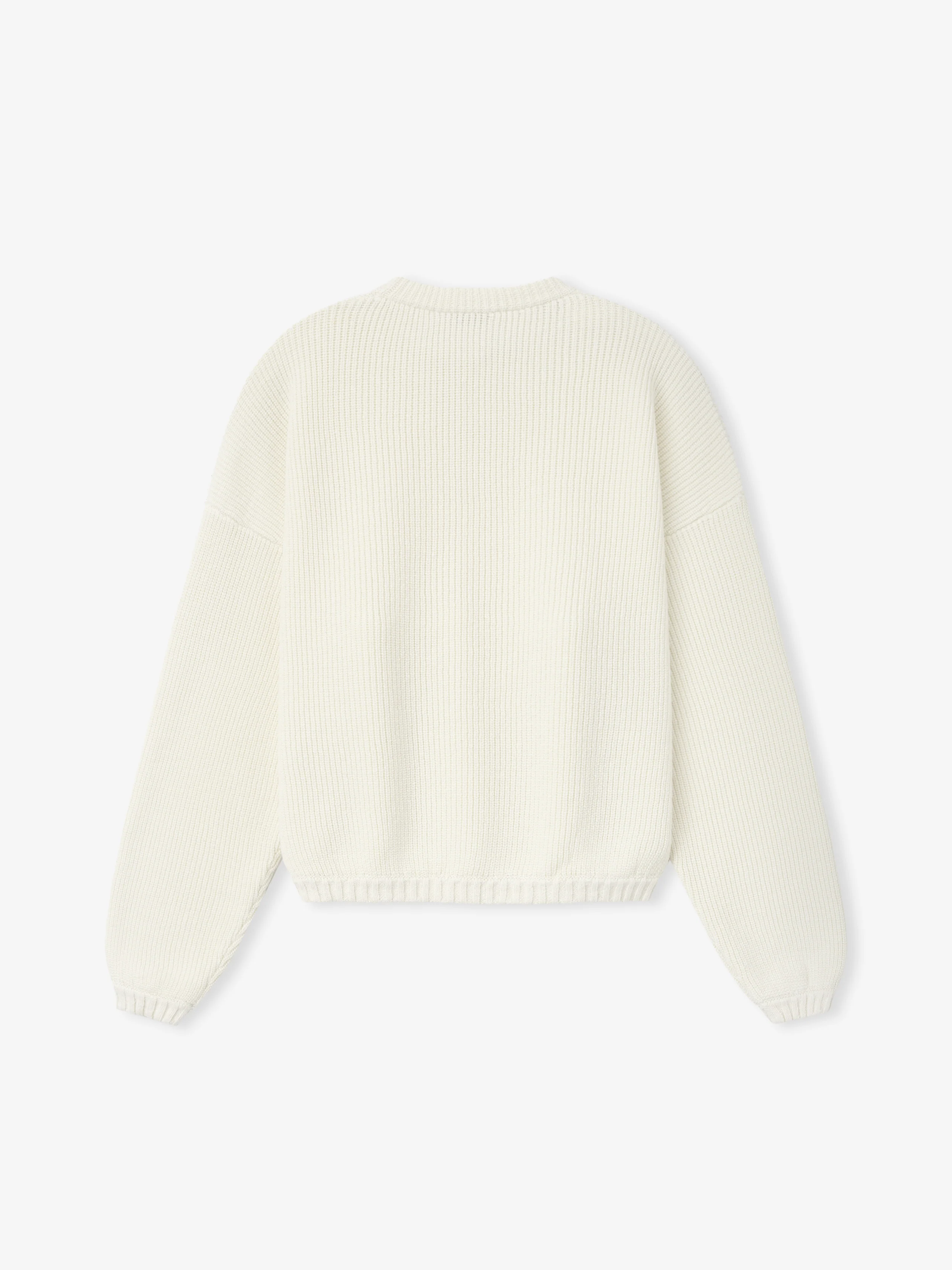 Double Knit Linen Wool Cotton Crewneck Sweater - Image 5