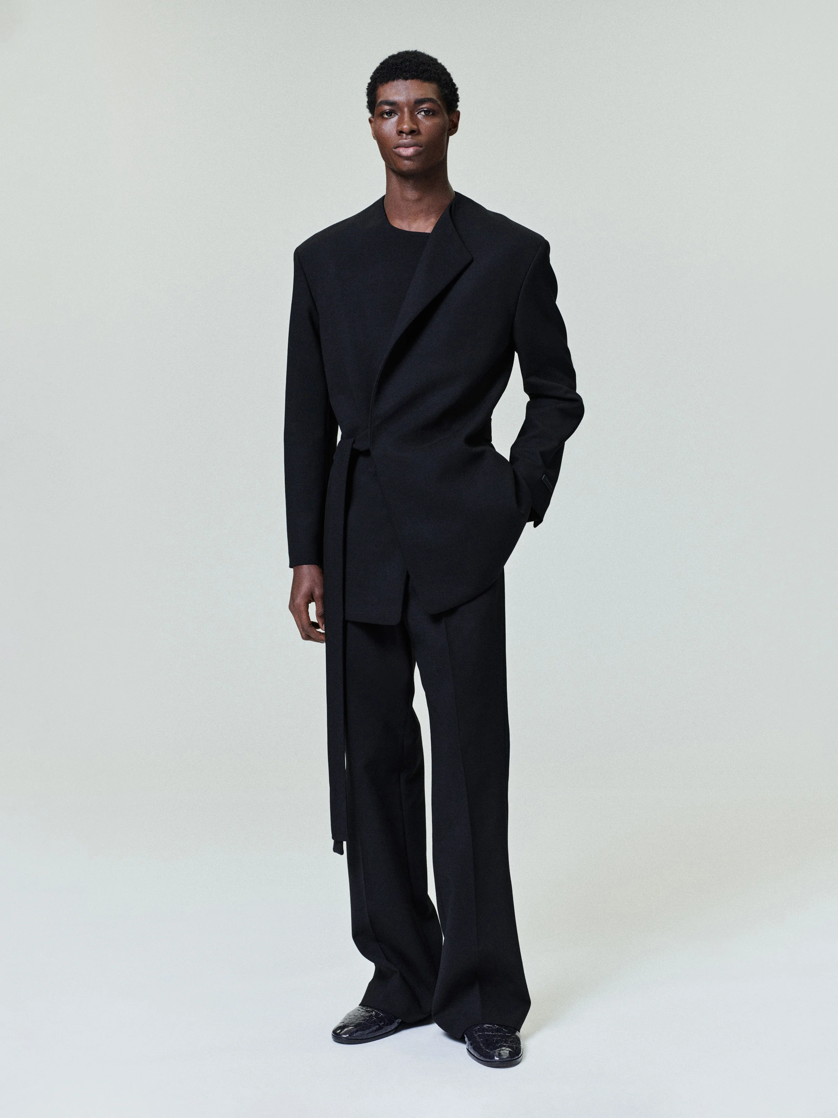 Double Weave Wool Crewneck Jacket - Image 2
