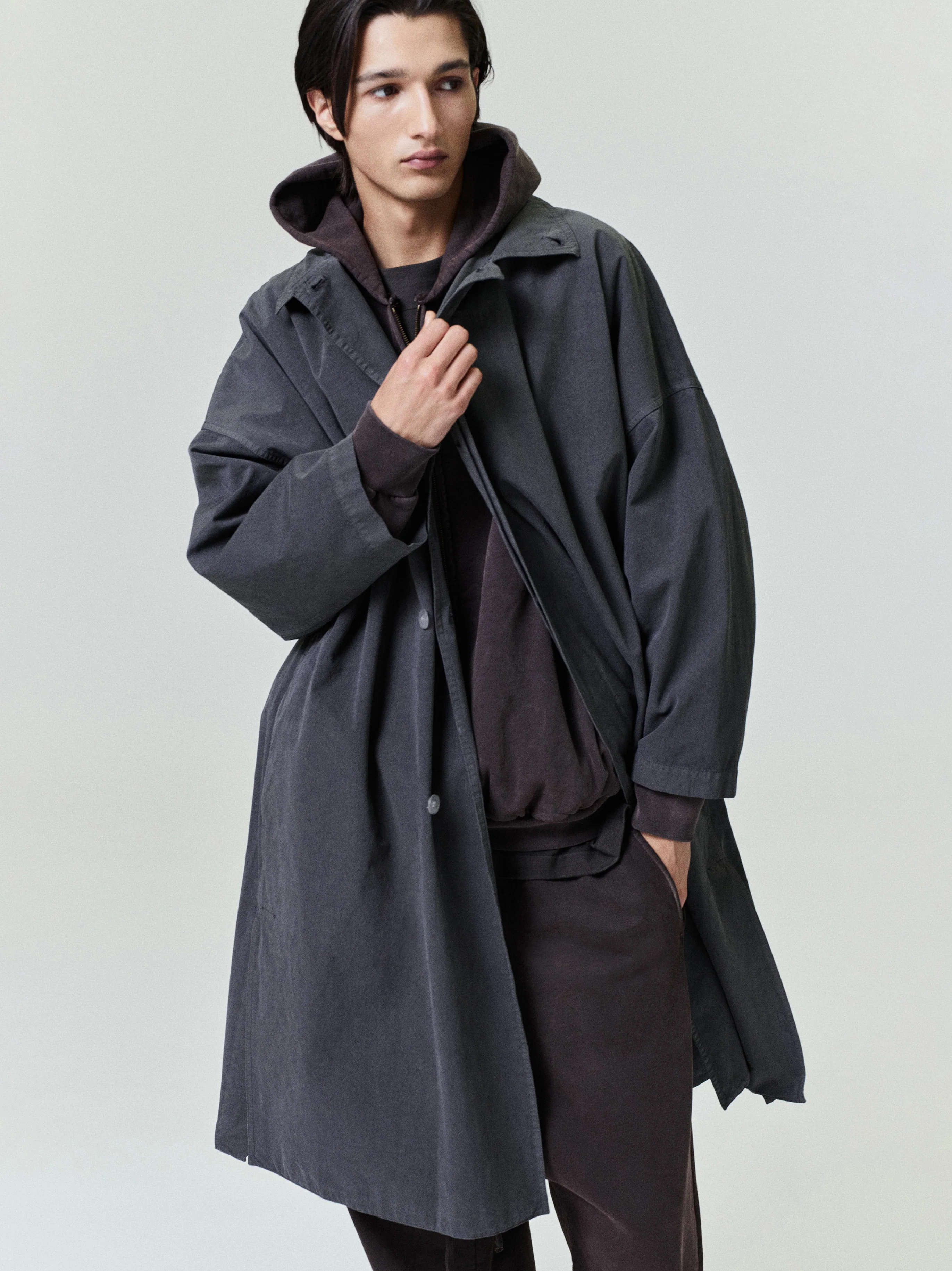 Garment-Dyed Cropped Sleeve Car Coat - Image 3