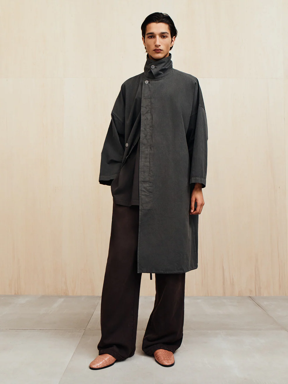 Garment-Dyed Cropped Sleeve Car Coat - Image 4