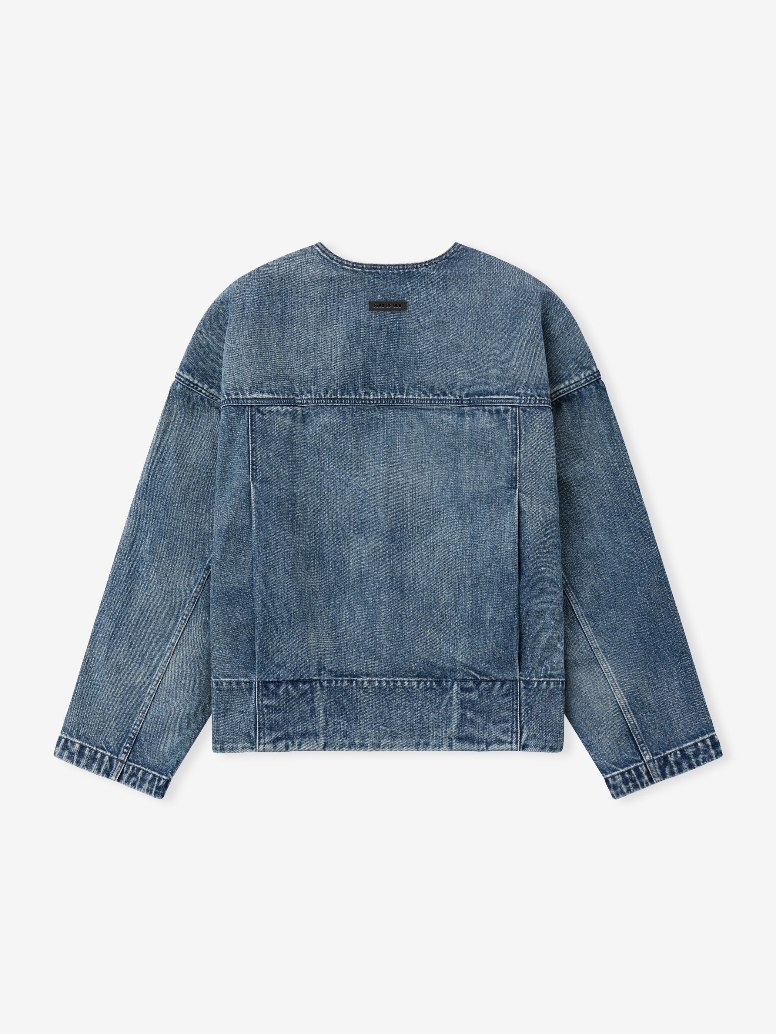 Denim Lapelless Jacket - Image 4