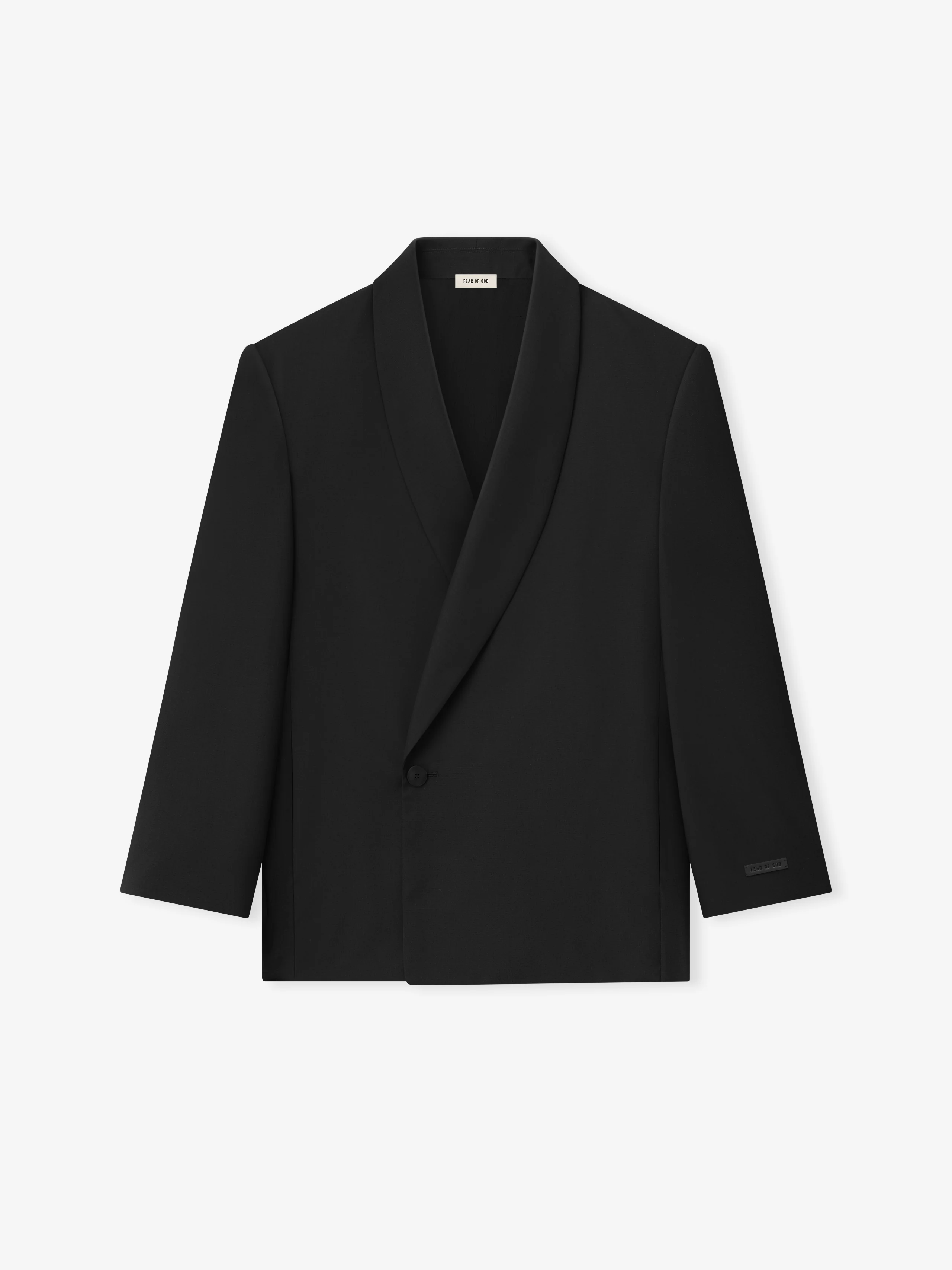 Double-Breasted Wool Poplin Shawl Collar Jacket - Image 3