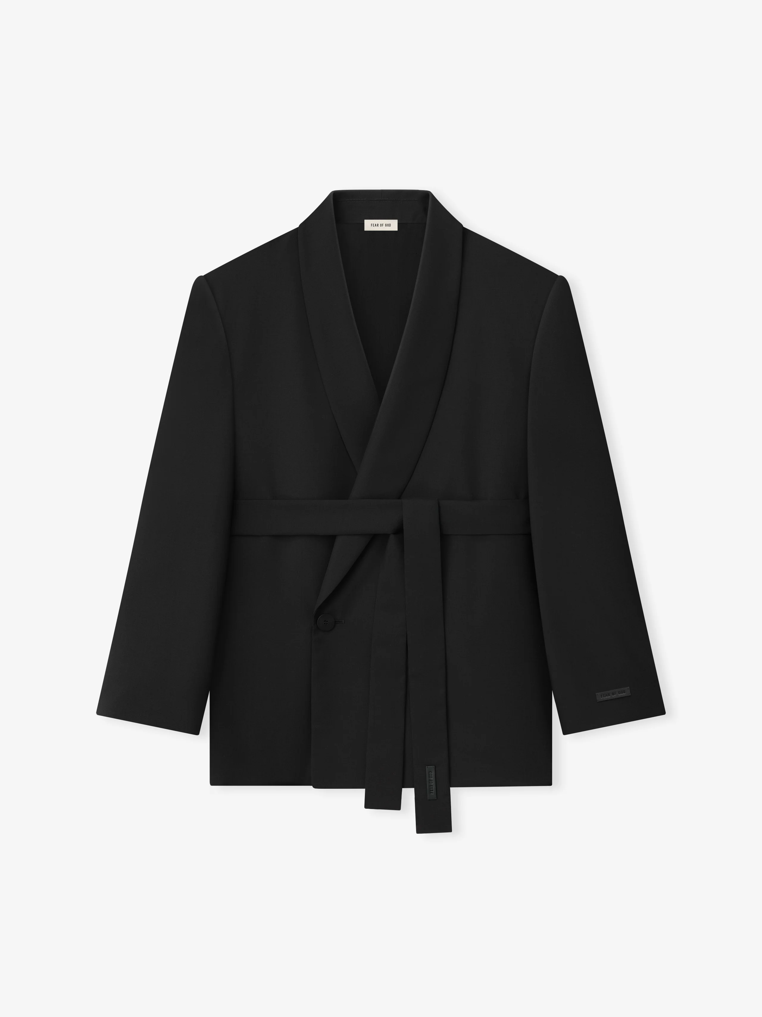 Double-Breasted Wool Poplin Shawl Collar Jacket - Image 4