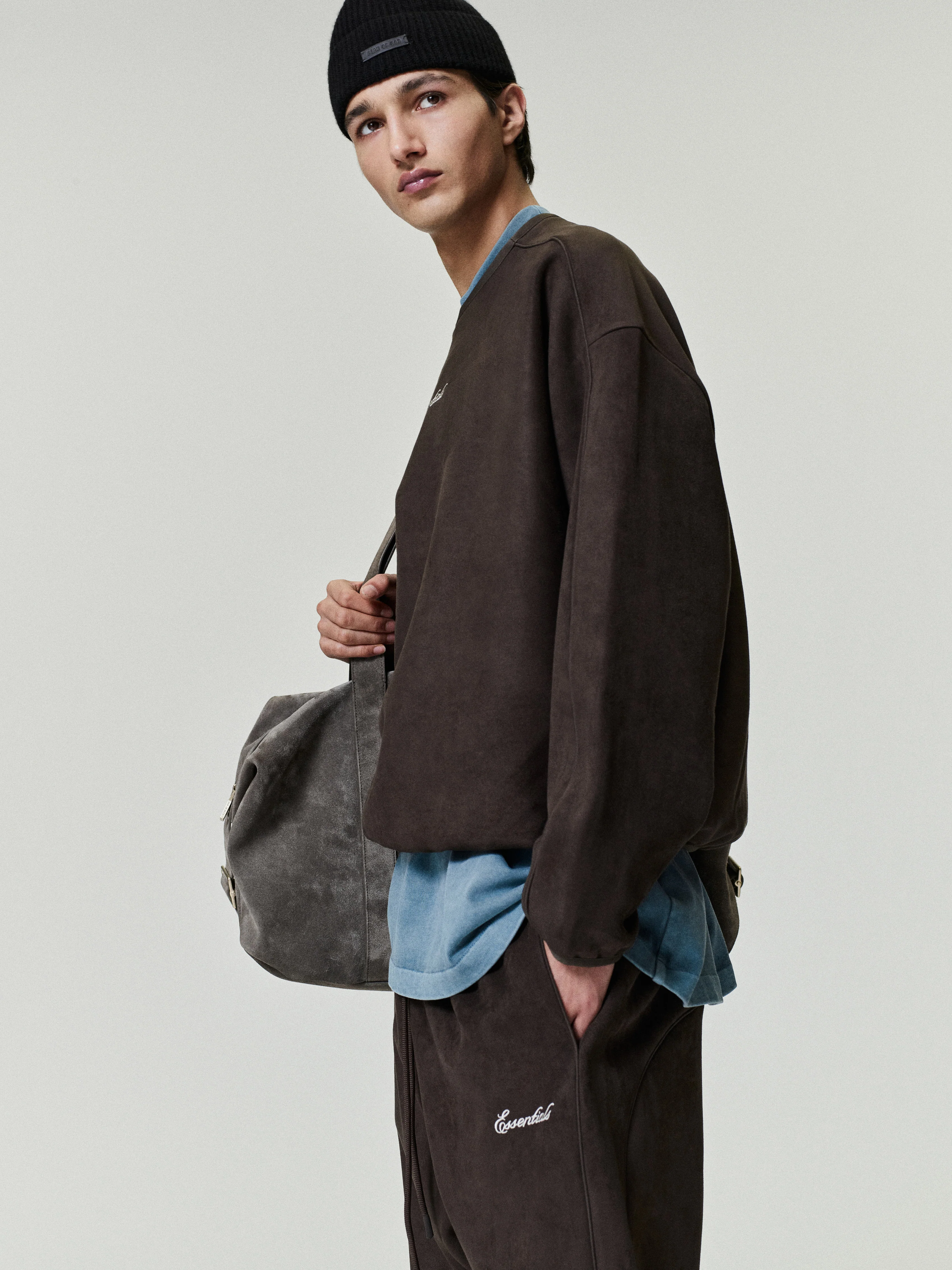 Suede Fleece Signature Modern Crewneck Sweatshirt - Image 3