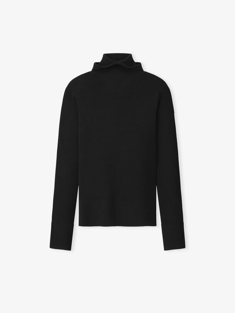 Womens Long Sleeve Hooded Rib Top - Image 5