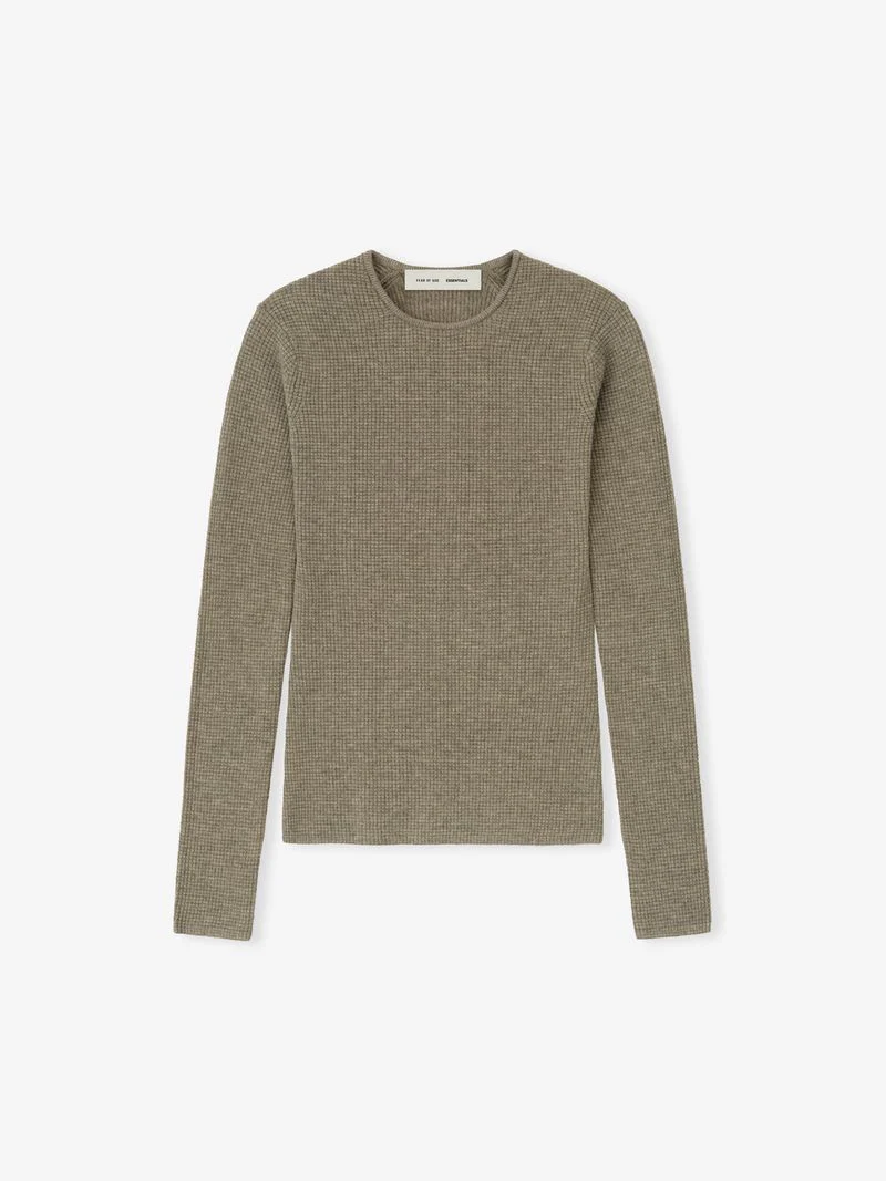 Womens Waffle Knit Long Sleeve Top - Image 3