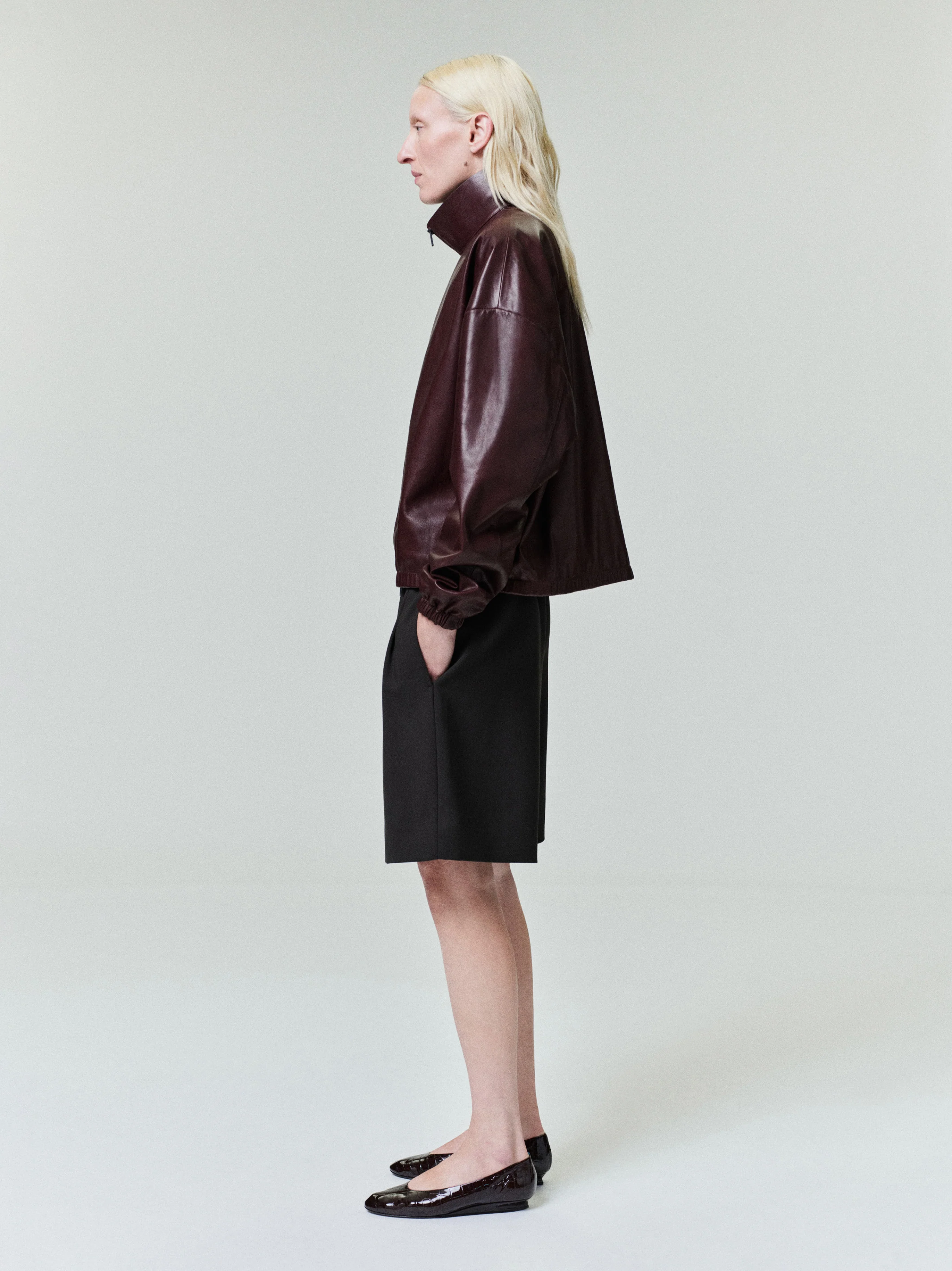 Womens Leather Track Jacket - Image 3