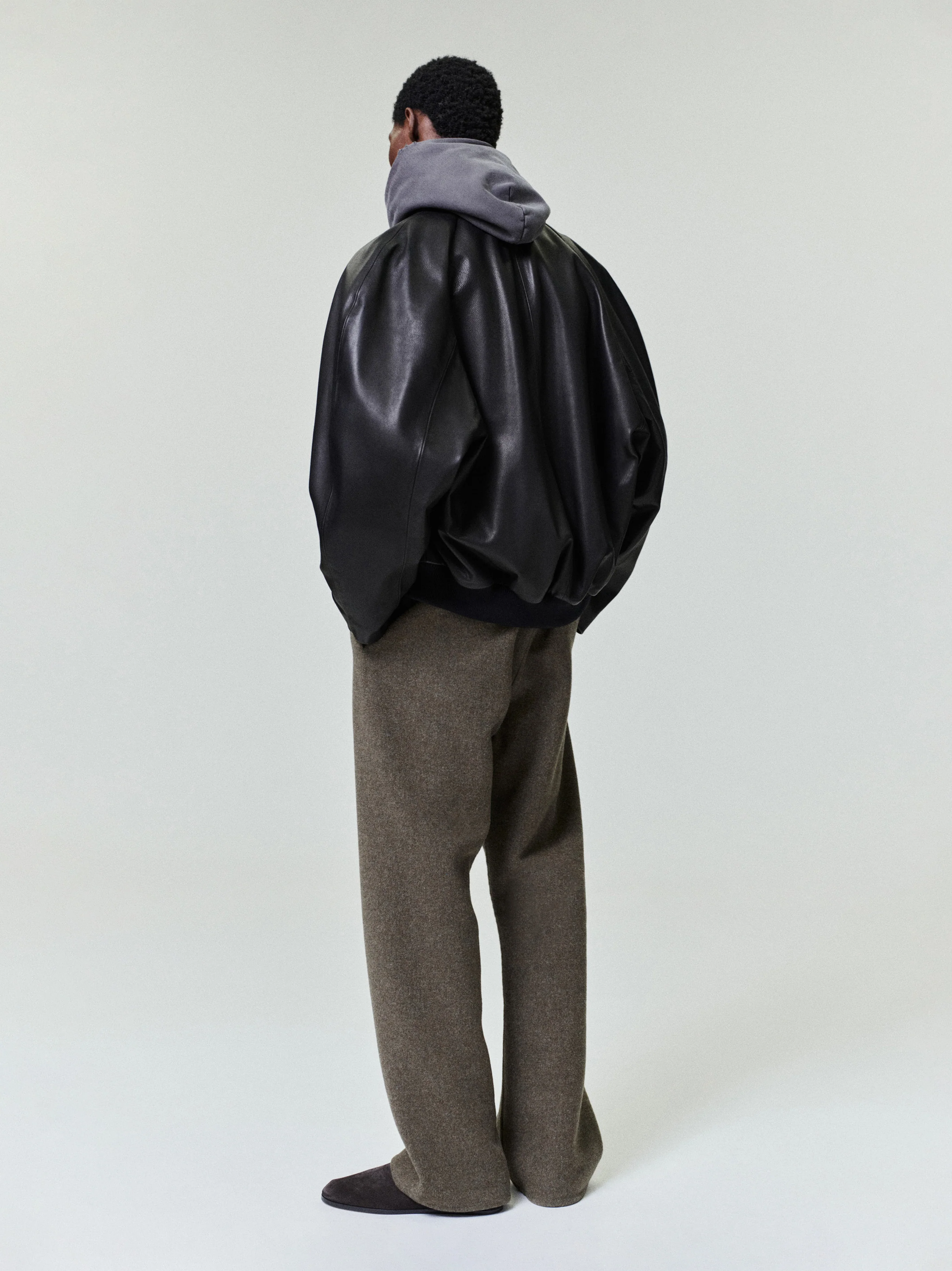 Leather Raglan Bomber Jacket - Image 4