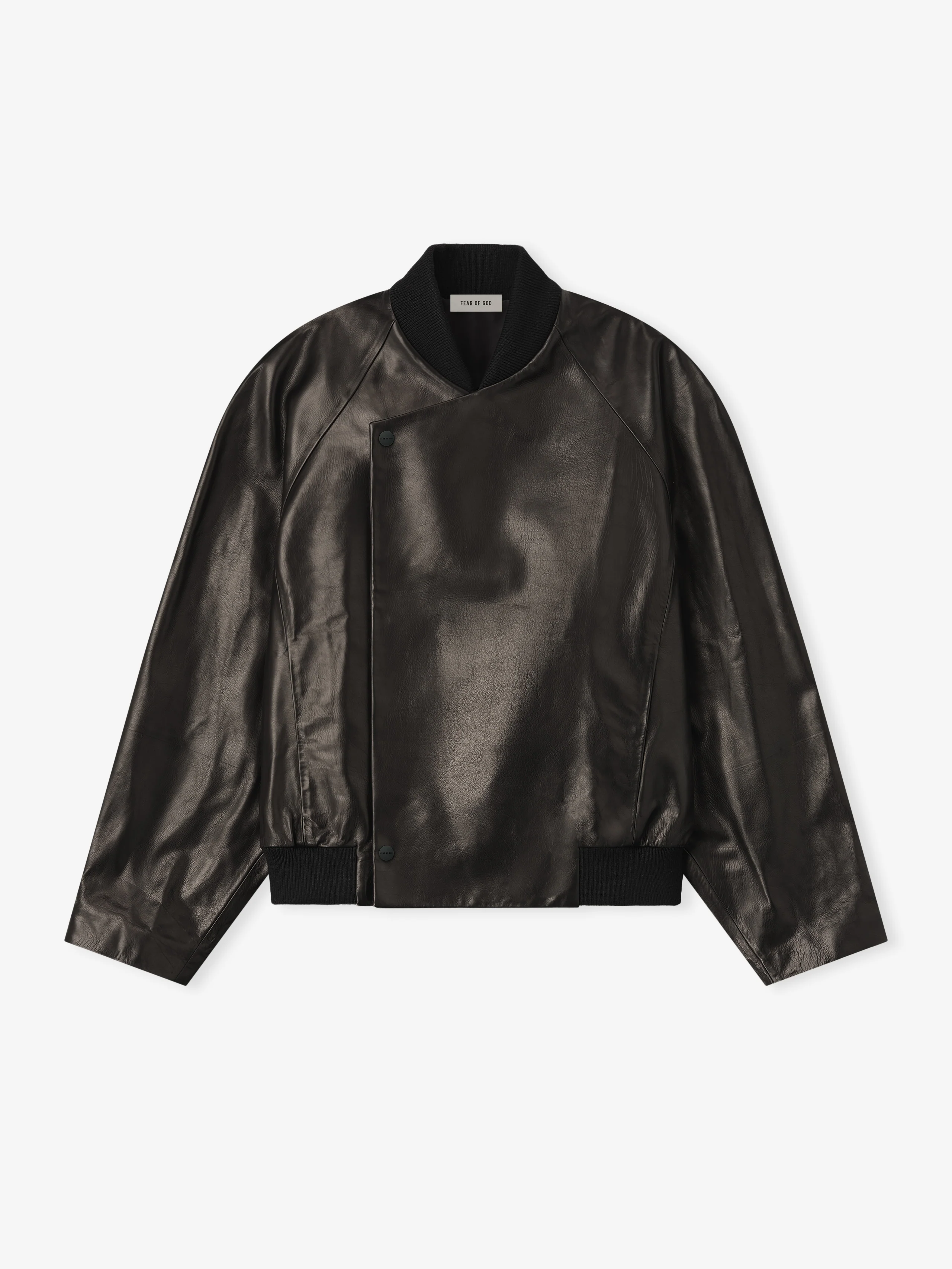 Leather Raglan Bomber Jacket - Image 5
