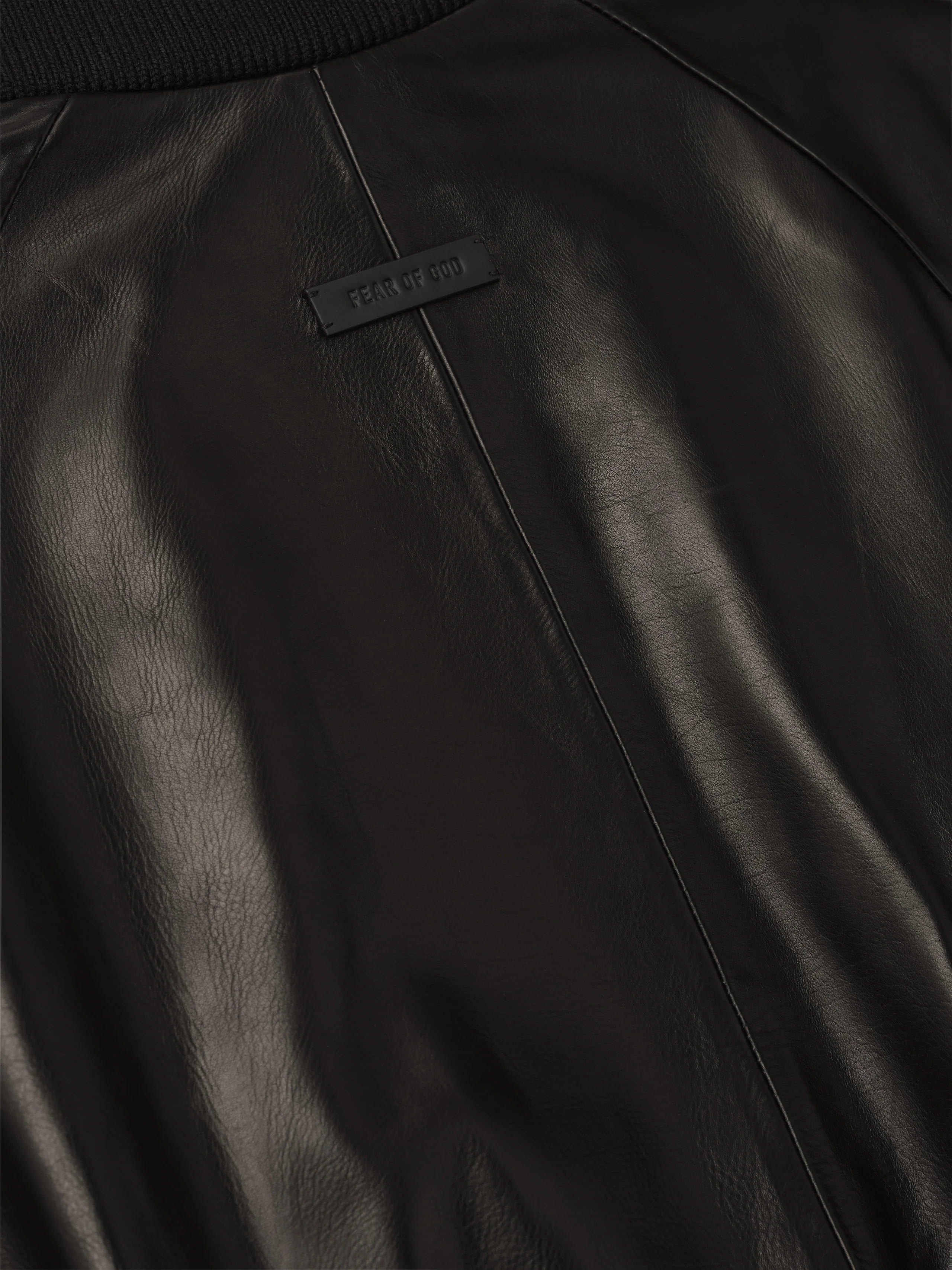 Leather Raglan Bomber Jacket - Image 9