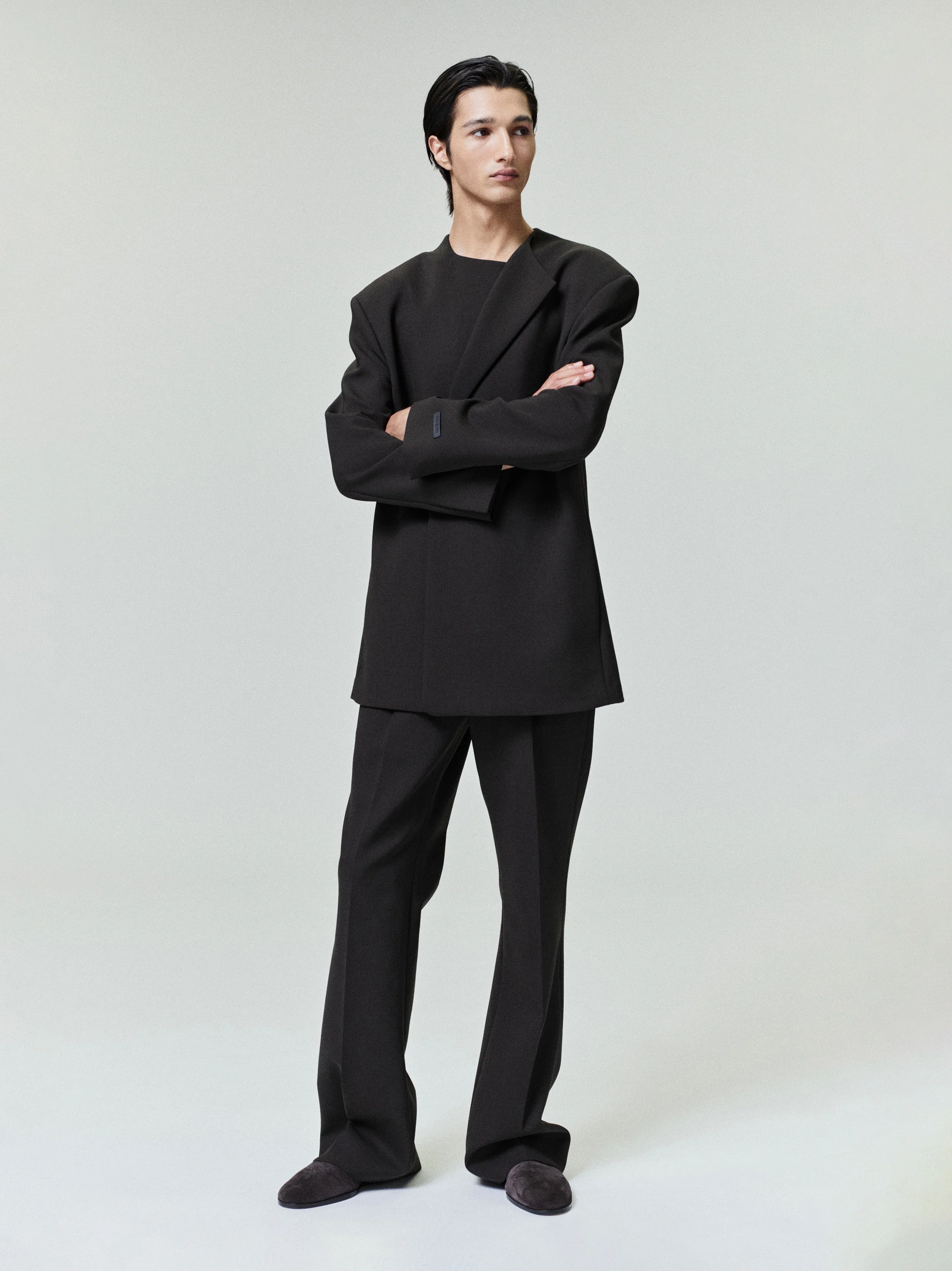 Double Weave Wool Tailored Flared Pants - Image 2