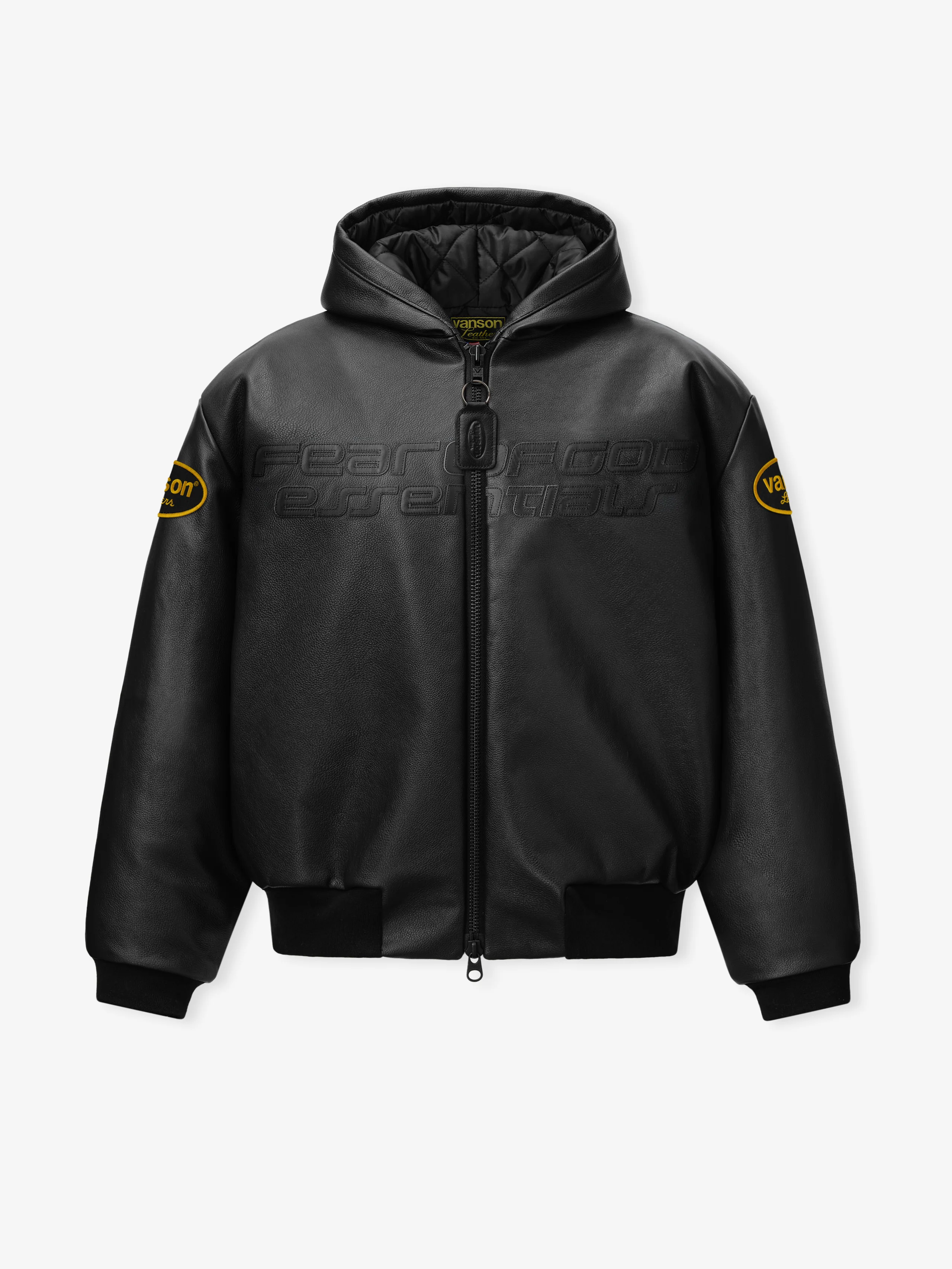 Vanson Essentials Leather Hooded Bomber - Image 3
