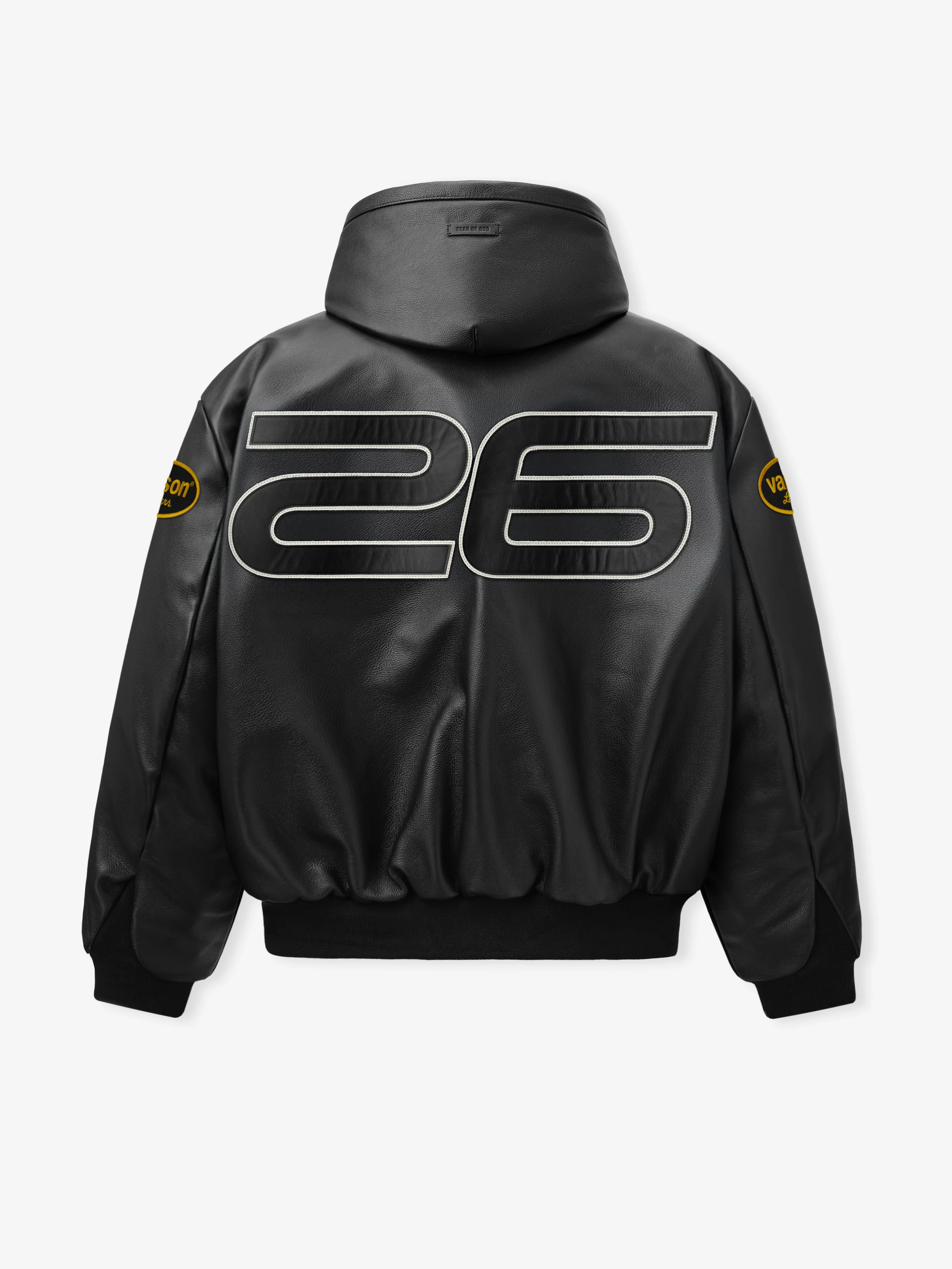 Vanson Essentials Leather Hooded Bomber - Image 4
