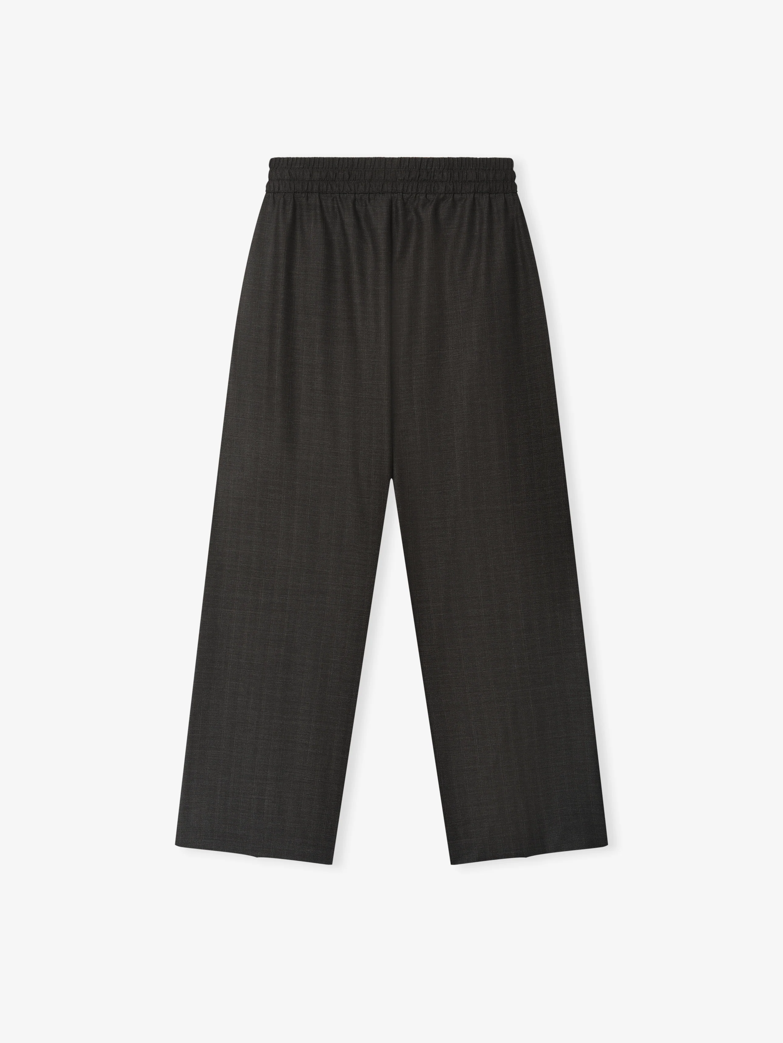 Grey Striped Wool Wide Leg Drawstring Pants - Image 5